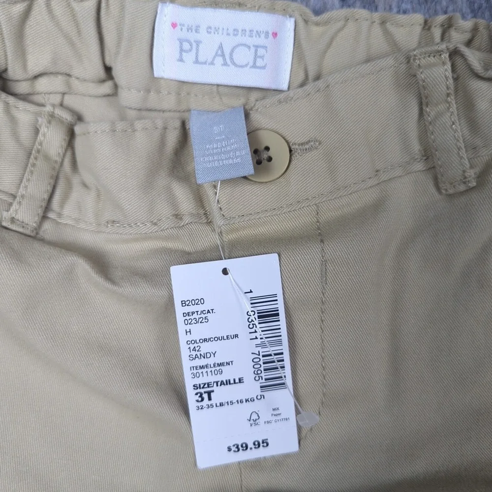 The Children's Place Girls' Chino Shorts Sandy 2 Pack SZ 3T